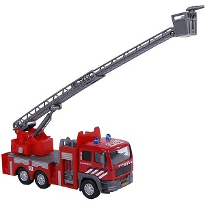 KG510125 Kids Globe 510125 brandweer kraanwagen met licht en geluid en pull-back motor