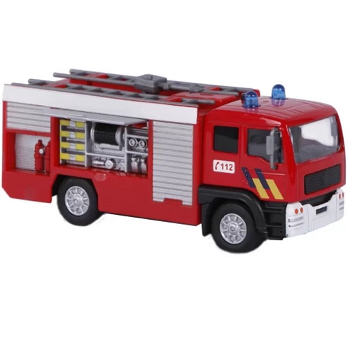 KG510179 Kids Globe diecast brandweerwagen met pullback motor en licht en geluid