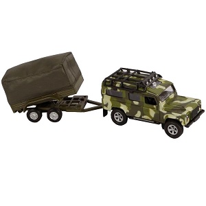 KG520027 Kids Globe 520027 militaire Land Rover met aanhanger 