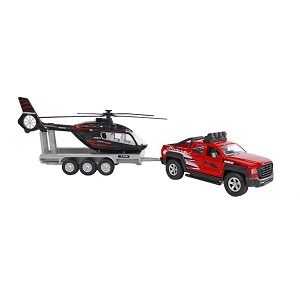 KG520249 Kids Globe 520249 terreinwagen met trailer met helikopter