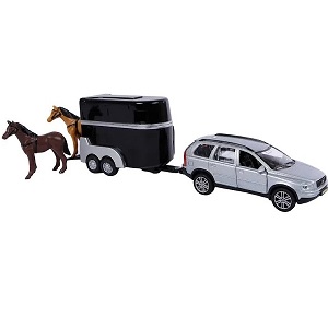 KG521631 Kids Globe 521631 Volvo XC90 terreinwagen met paardentrailer en twee paarden