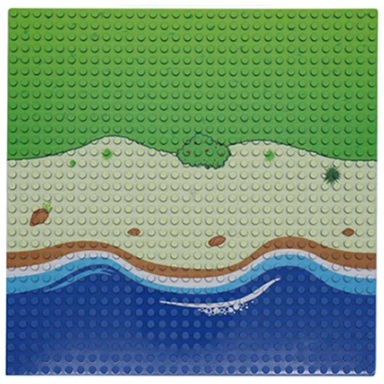 LG20011 Lego compatible basis grondplaat strand zee eiland recht 25,5 x 25,5 cm (32 x 32 nopjes)