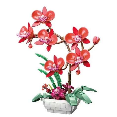 LG31401 bouwblokjes rode orchidee in pot, 581 steentjes, compatible met Lego