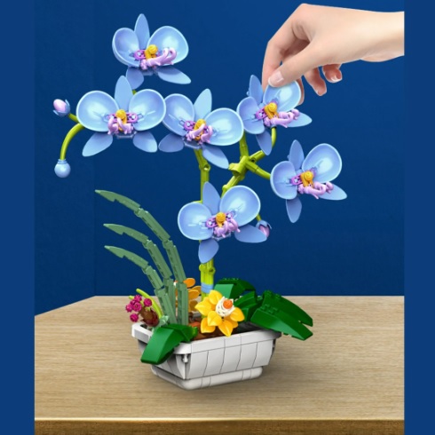 LG31402 bouwblokjes blauwe orchidee in pot, 581 steentjes, compatible met Lego