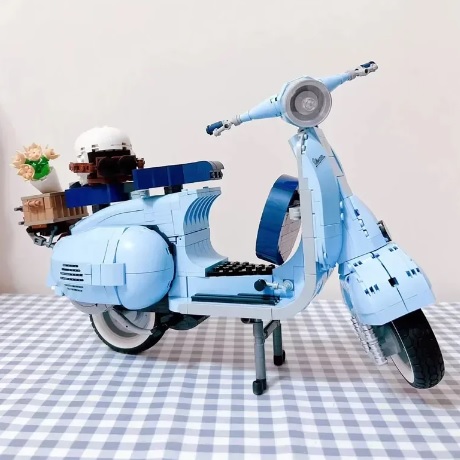 LG67298 bouwblokjes Vespa 125 blauw, 1109 steentjes, compatible met Lego